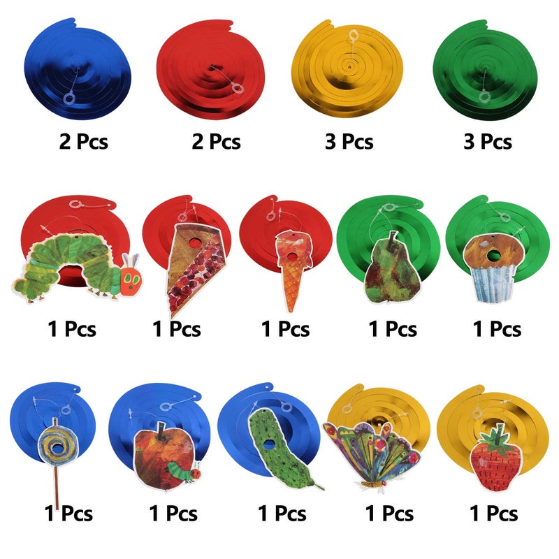 LINGTEER The Very Hungry Insects Cartoon Little Green Caterpillar Butterfly Swirls Streamers - 20 Pcs Children's Reading Story Birthday Party Decorations. - Image 2